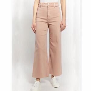 OAT New York Greer Wide Leg Ankle Jeans Blush Pink Raw Hem Size 2